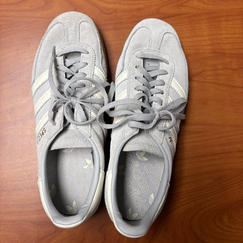adidas Women’s Gazelle Suede Sneakers in Light Gray and Off-White